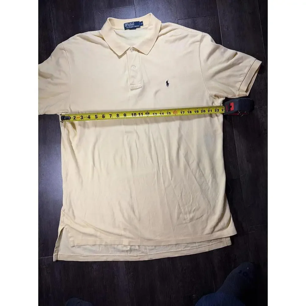 Polo Ralph Lauren Polo Shirt Yellow Pony Logo Short Sleeve‎ Mens XL Cotton